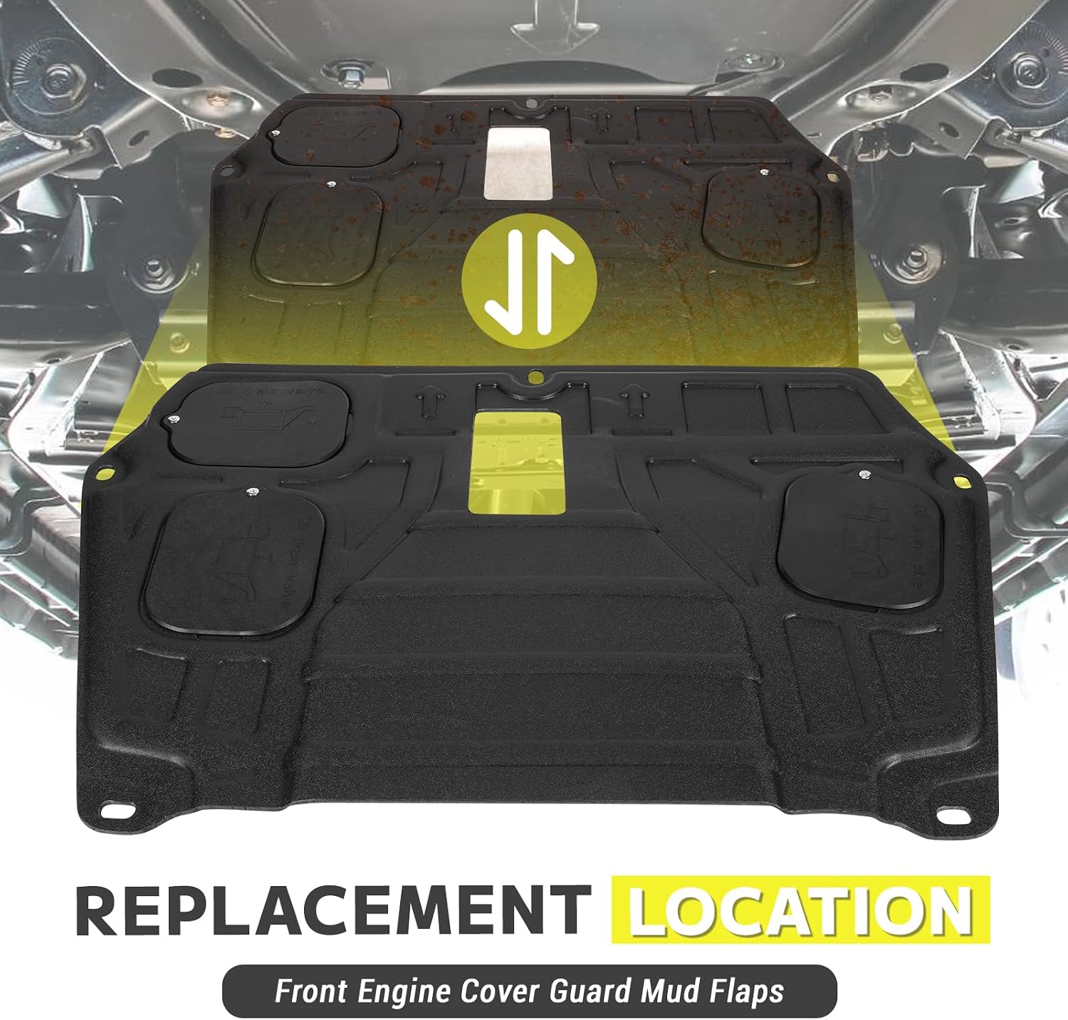 Engine Splash Shield for 2011-2020 Toyota Sienna 2.7L 3.5L, Under Engine Cover Protector, Direct Replacement Mud Guard with Access Hole