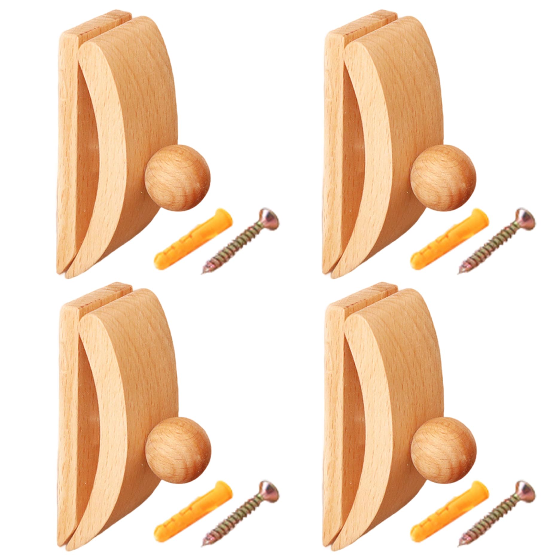 Perchas para tapices de madera con tornillos pack de 4 soporte minimalista pared