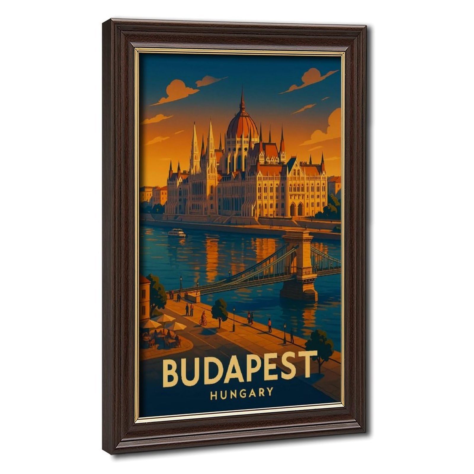 Bareronor Mokume Gane Frame-Style Budapest Canvas Poster For Living Room Decor Gift