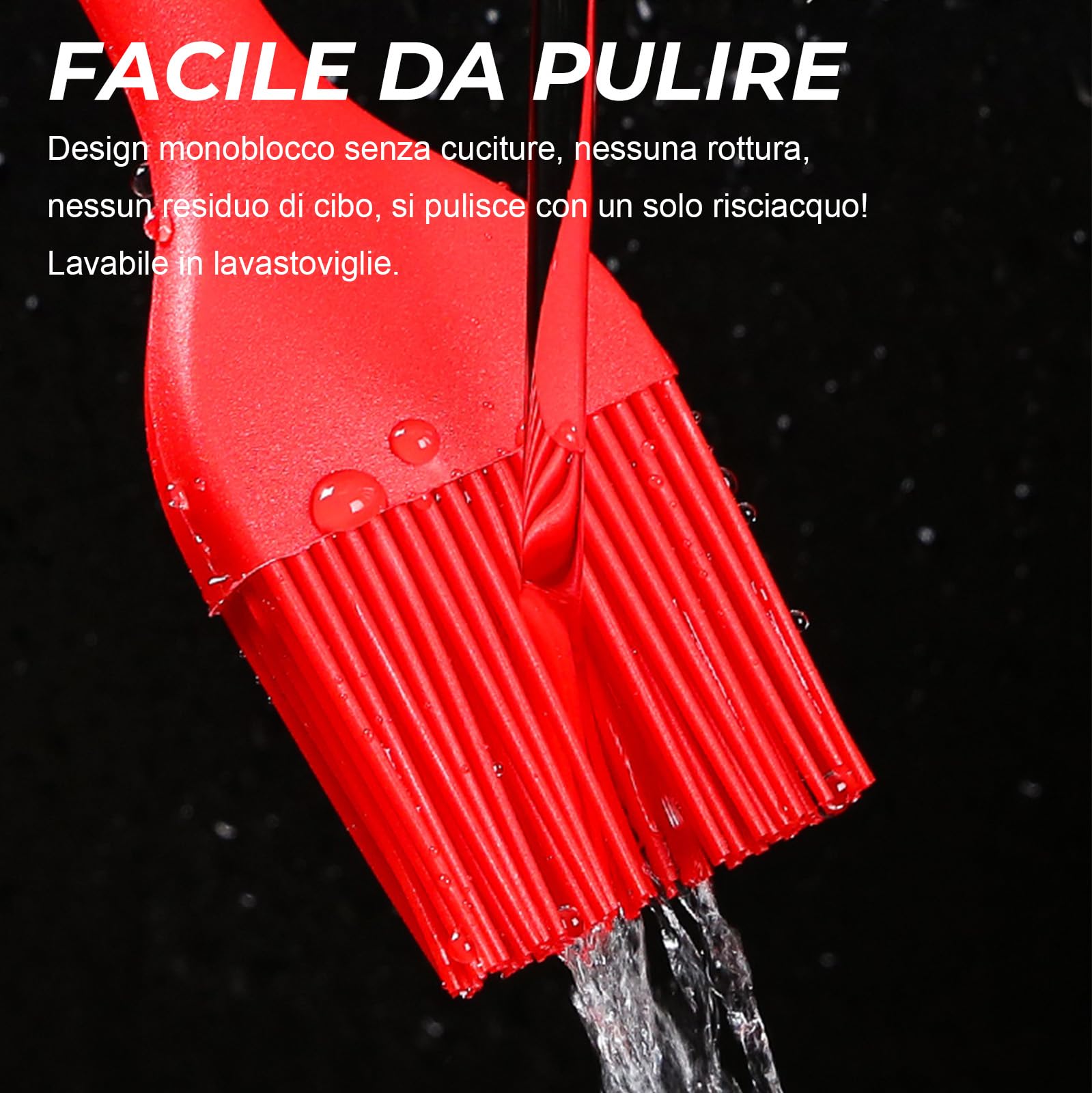 Pennello da cucina in silicone 2 pezzi, pennello da imbastitura da 8 pollici, pennello griglia resistente al calore, pennello olio senza BPA per cucinare, cuocere al forno, BBQ, design monoblocco
