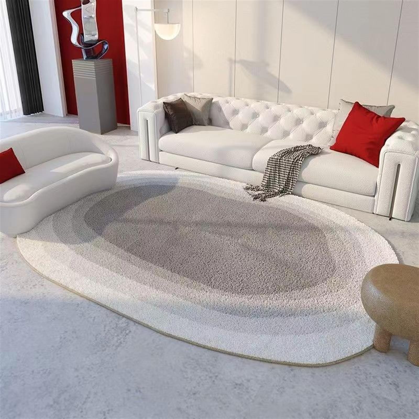 Tapis De Forme Irrégulière Tapis Ovale Moelleux en Fausse Laine Tapis Abstrait Moderne De Luxe Moelleux Grand Tapis Lavable for Salon Chambre Salle À Manger Tapis De Sol (Color : H, Size : 60 * 90cm)