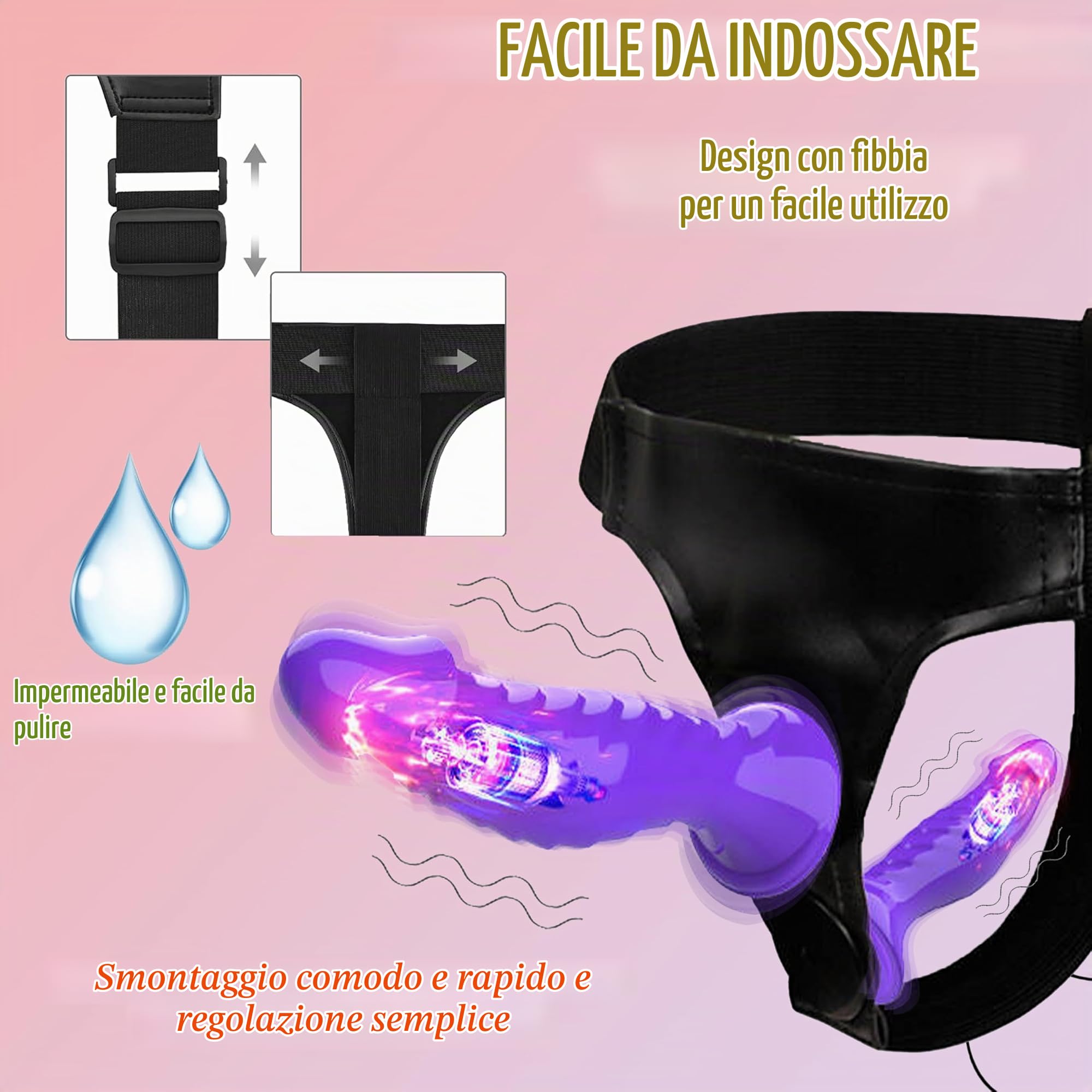 Peluche con cintura regolabile e funzione di vibrazione, giochi BDSM e per coppie, vibratore a coda per donne, vibratore per uomini con fibbie, telecomando