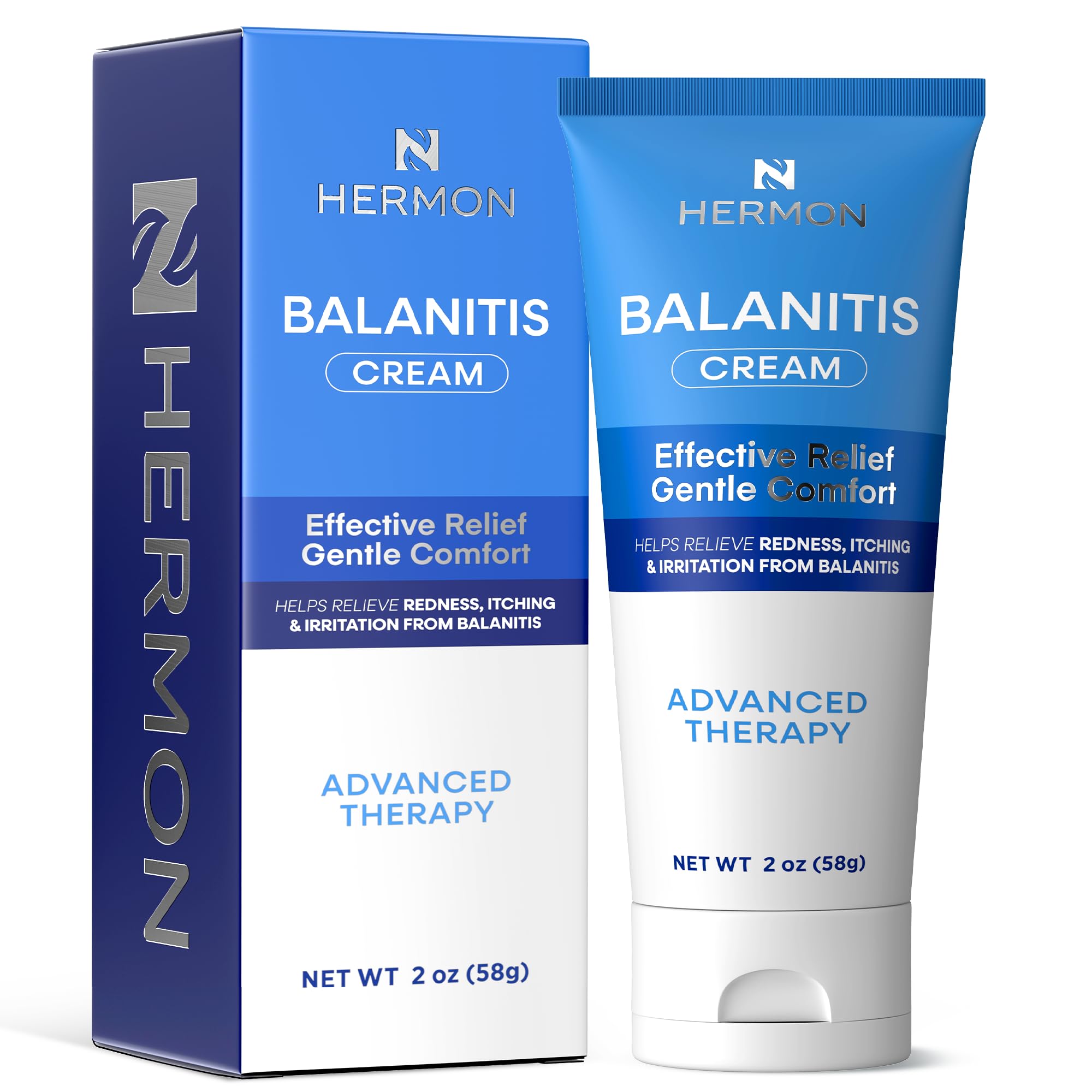 Hermon Balanitis Relief Cream: Balanitis Treatment for Men, Natural Soothing Ointment for Relief from Symptoms of Irritation and Itch (2oz)