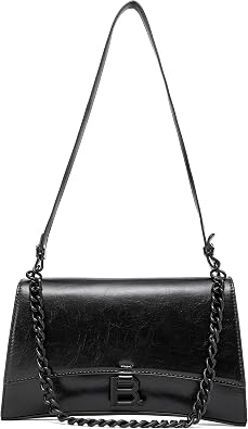 NEWBELLA Womens Chain Shoulder Bag, Vegan Leather Crossbody Handbag, Elegant Underarm Purse for Work and Daily Use