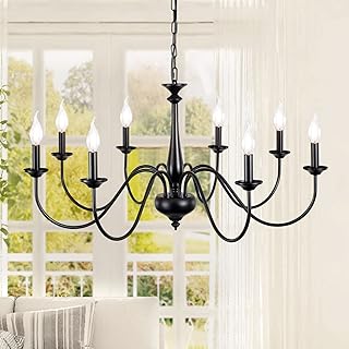 Black Chandelier Farmhouse 8 Light Chandeliers for Dining Room Rustic Ha...