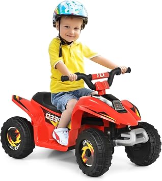 MAT EXPERT Kids Ride on ATV، سيارة رباعية الدفع تعمل بالبطارية 6 فولت مع مفتاح أمامي/خلفي، عجلات مضادة للانزلاق، سيارة رباعية كهربائية للأطفال الصغار للأولاد والبنات 3+ أحمر