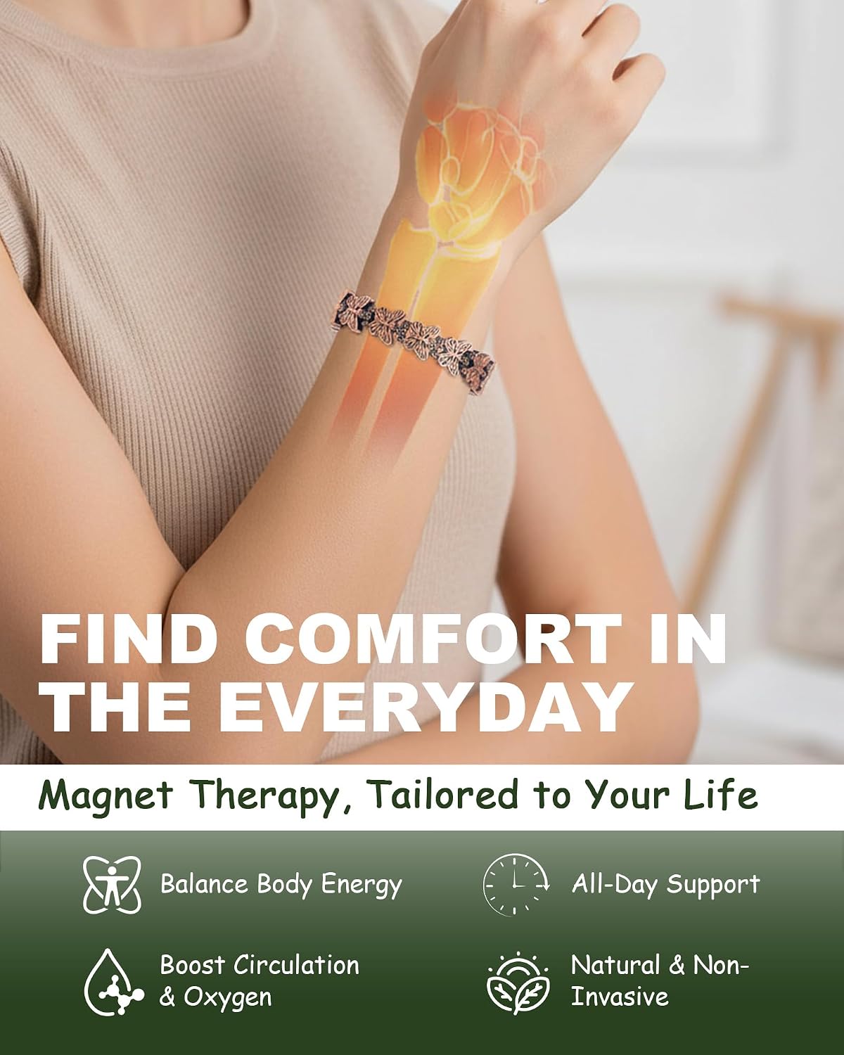 MagEnergy Copper Bracelets for Women-Magnetic Bracelet-99.99% Pure Copper image 4