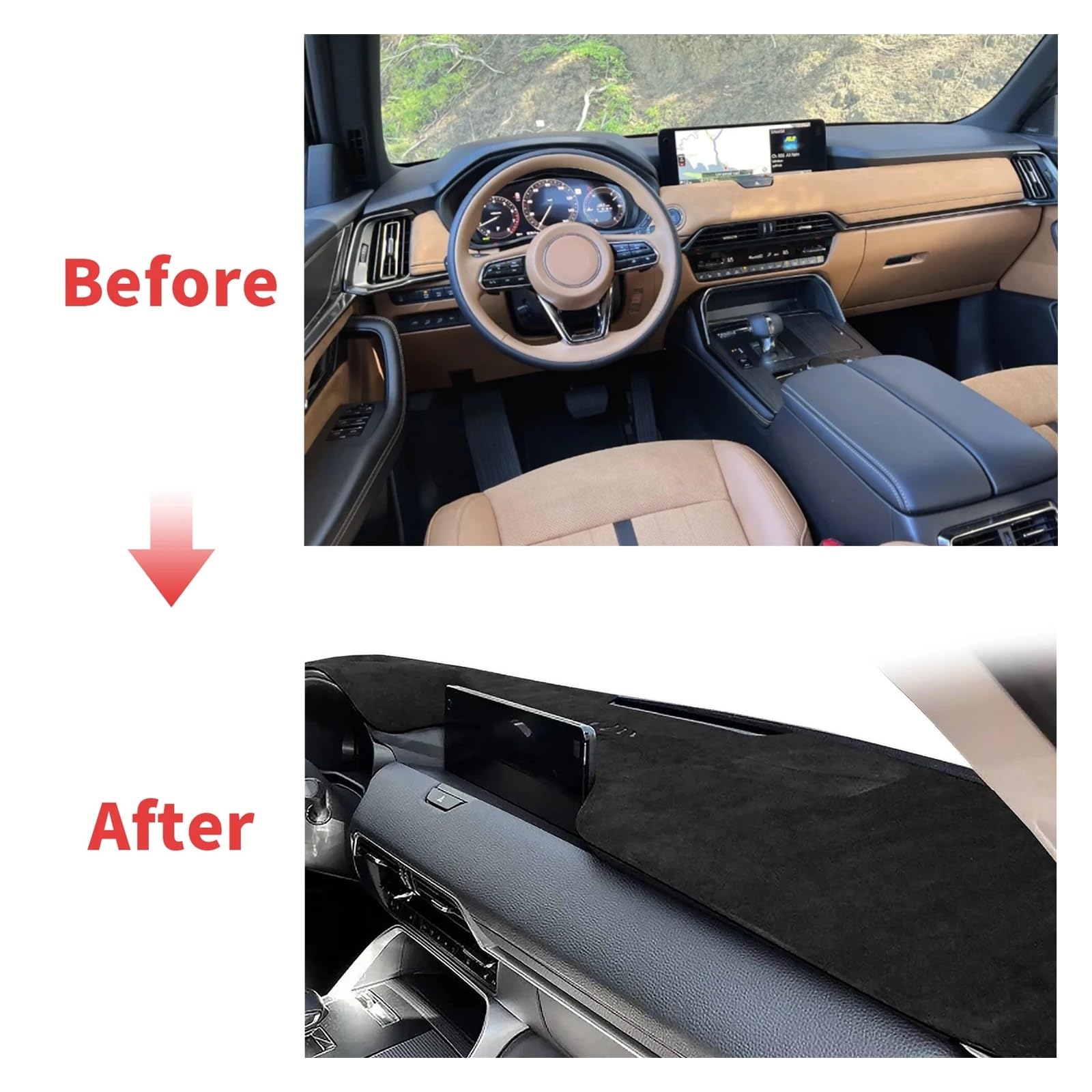 Funda salpicadero para Mazda para CX-60 2024 2025 2026 Protector De Tablero Antideslizante para Coche(RHD HUD Polyester)