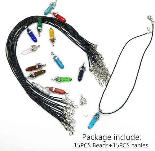 Miniatura 3 de TIHOOD Juego de 30 cuentas de chakras puntiagudas curativas para bricolaje, piedras de cristal de color aleatorio, colgante para colgante, collar,