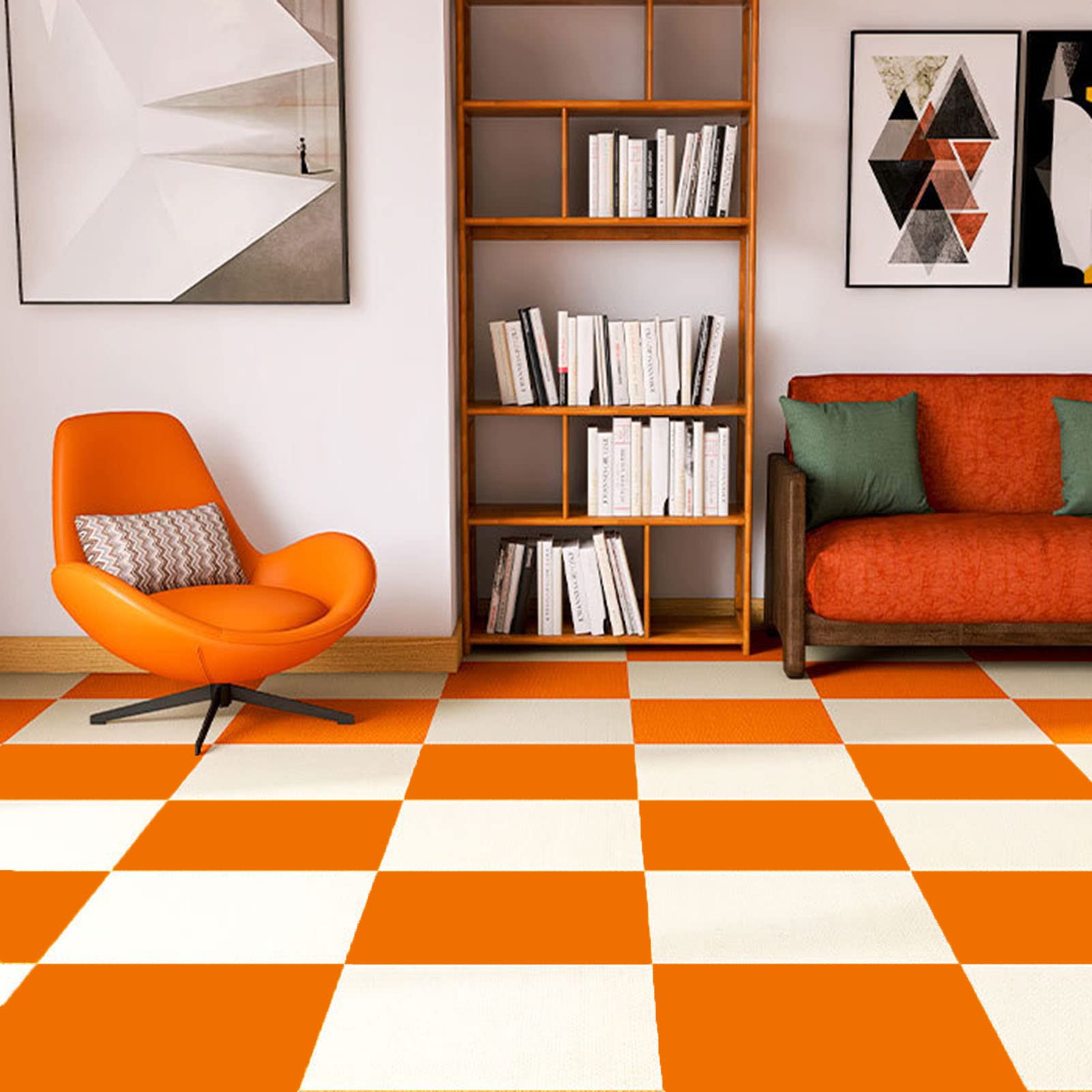 Moquette quadrotte autoadesive, Piastrelle per tappeti per la casa, 24 Piastrelle autoadesive morbide per Uso residenziale, Lavabili in Lavatrice, 20 x 20 cm, Fai da Te.