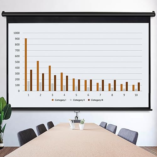 Miniatura 8 de Smartxchoices Pantalla de proyector manual HD de 80 pulgadas 169 con bloqueo automático, antiarrugas, cine en casa, oficina, montaje en pared,