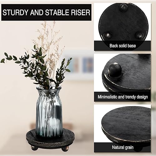 Miniatura 11 de Amyhill 3 elevadores de madera de 5/4/3 pulgadas para exhibición, soporte de pedestal de madera, mini soporte redondo de madera, soporte de pedestal