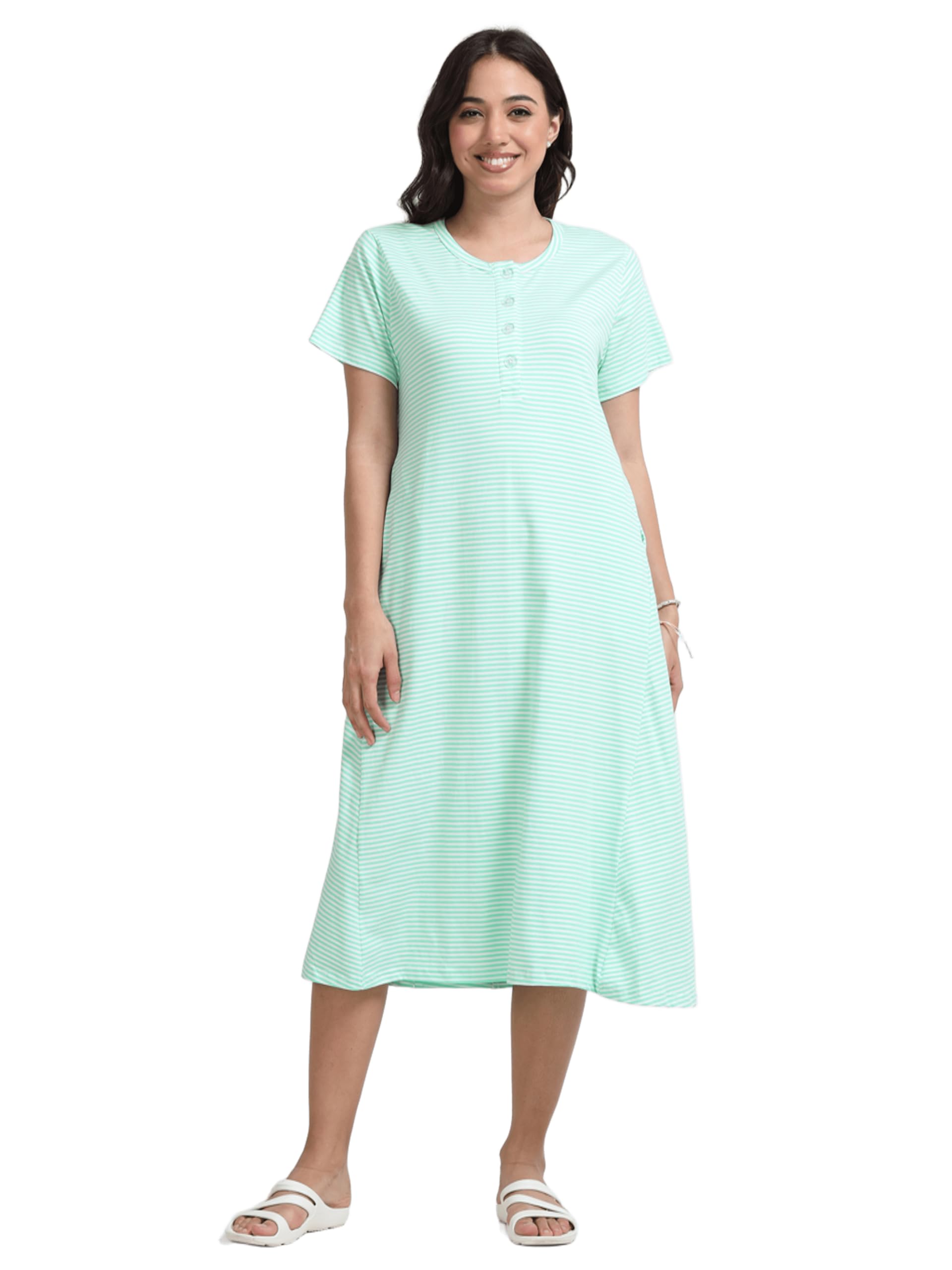 Maternity Feeding Maxi | Lounge wear | Zipless Feeding Nightdress | Nursing Maxi Dress | Nighty | Feeding Nighty | Pregnancy Dress-image-46