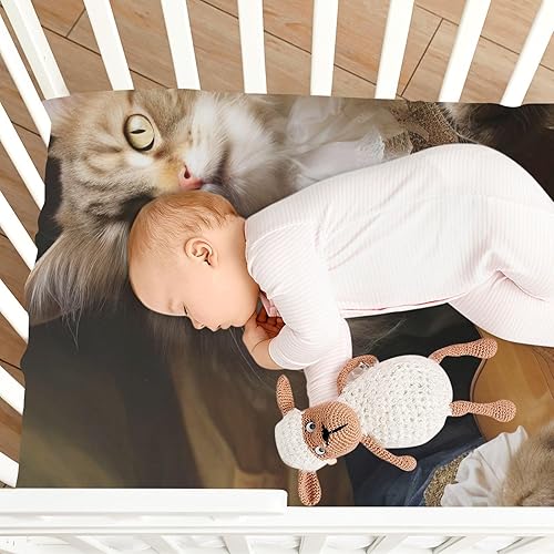 Miniatura 8 de Fitted Crib Sheets Cat Playing Guitar Baby Crib Sheets for Boy & Girl Toddler Mattress Sheets 21216535