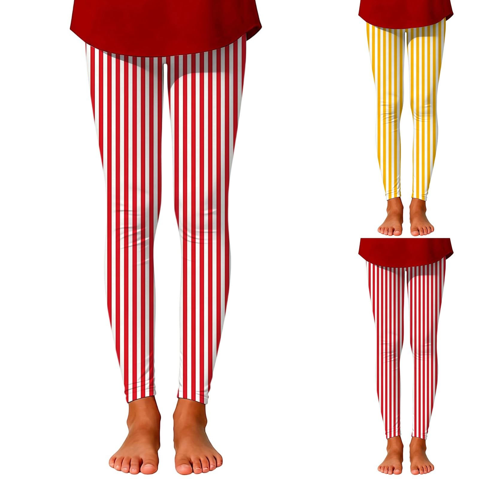Ringelhose mädchen Leggings Karneval kostüm Leggins Skinny Legging Gestreiftes Fasching Hosen rot-weiß Jogginghose Casual Bequeme Retro Trainingshose