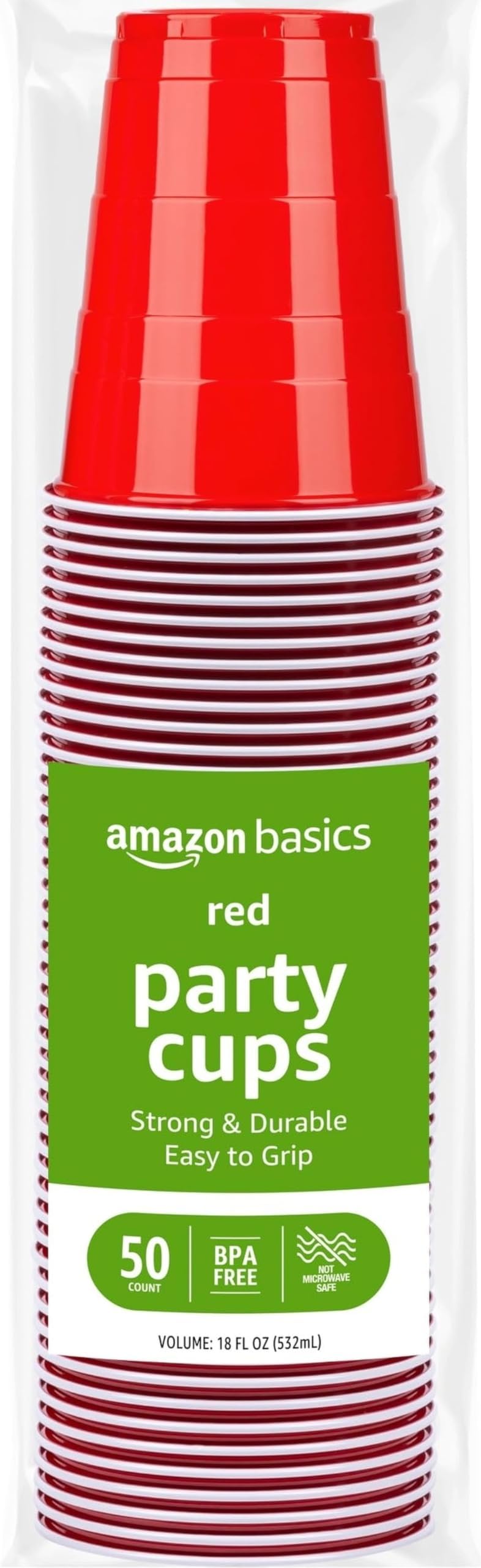 Disposable Plastic Party Cups, Red, 18oz, 120 Count, Large Pack, Packaging May Vary