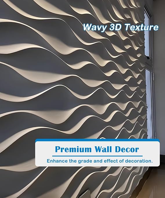 Wave Design 3D Wall Panel, Decorative Wall Cladding Panels for Living Room Lobby Office Gaming Setup, Cuttable 3D Wall Cladding, Easy to Install(Beige)