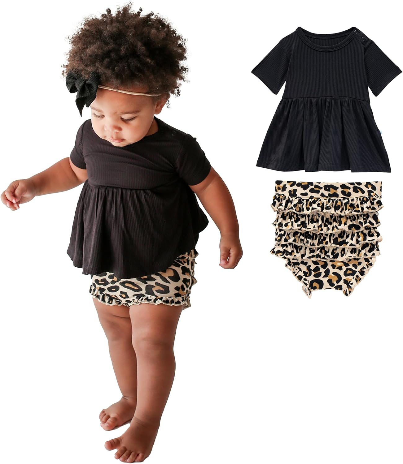 Posh Peanut Two Piece Set - Short Sleeve Peplum Top & Shorts Set - Breathable Viscose from Bamboo Baby Girl Outfits