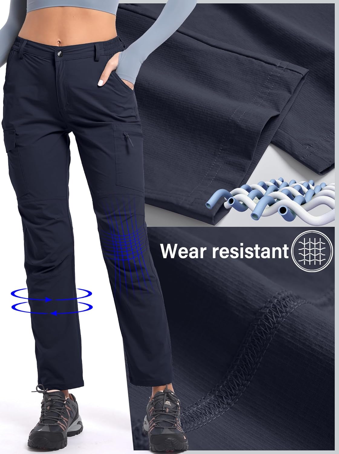 Women's Cargo Lightweight Hiking Pants Casual High Waisted Athletic Outdoor Travel Trousers with Pockets - Image 2
