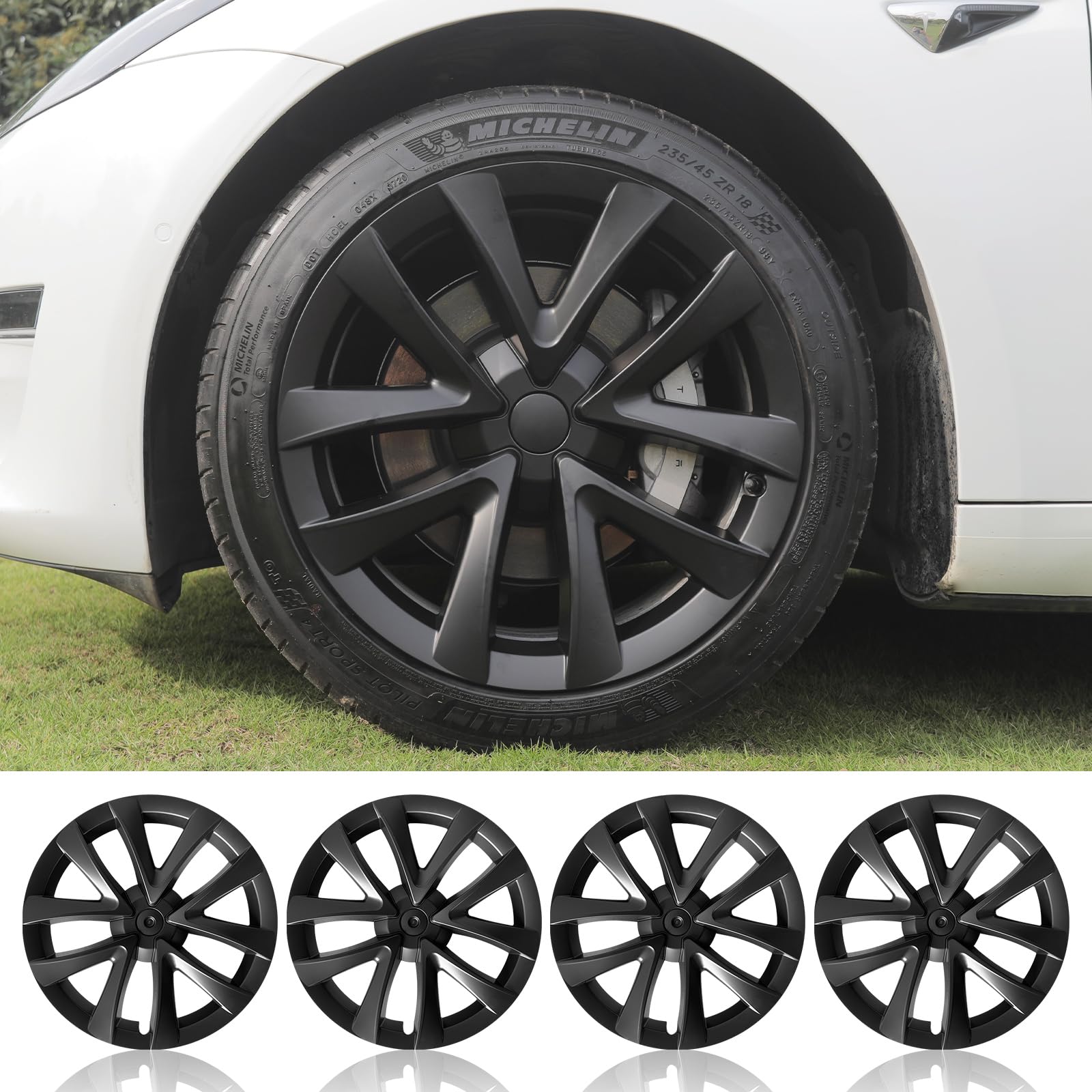 Amazon.co.jp: Tesla Model 3 18インチ用ホイールカバーハブキャップ 