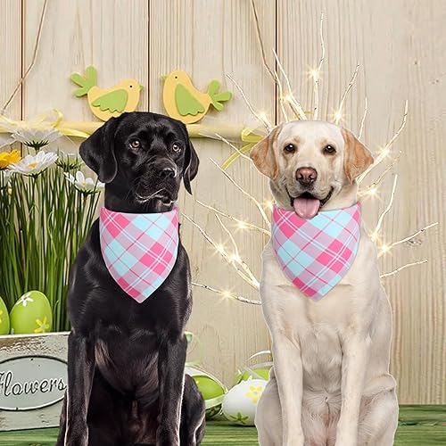 Miniatura 4 de Bandana rosa para perro niña, 2 unidades, bufanda de primavera de verano, pañuelo reversible triangular duradero para cachorros y mascotas