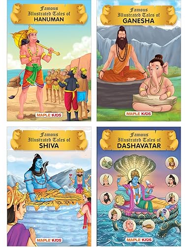 Mythology Books (Illustrated) (Set of 4 Books) - Shiva, Ganesha, Hanuman, Dashavatar - Story Book for Kids [Paperback] Maple Press