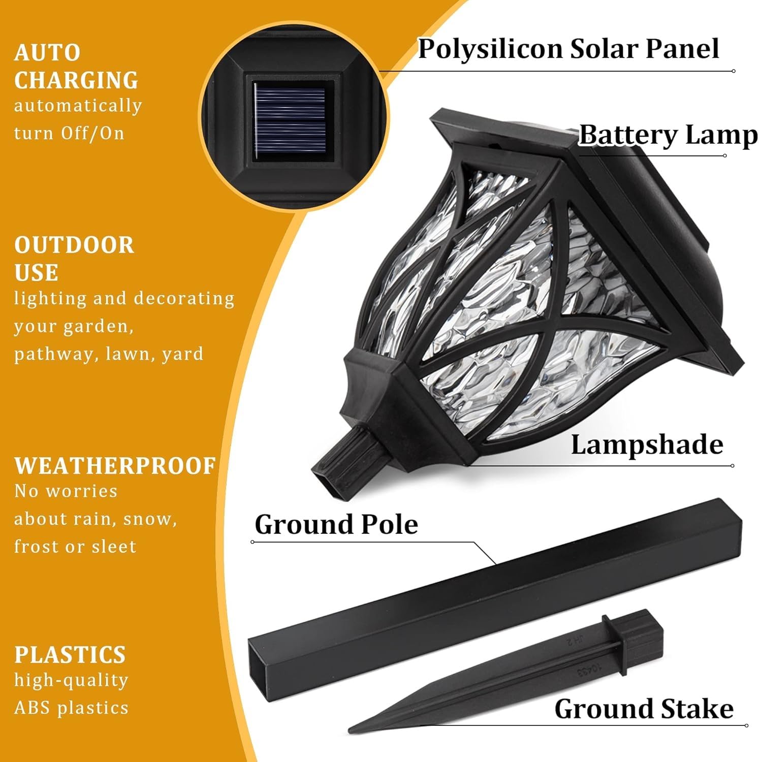 Lampy solarne do ogrodu na zewnątrz, 6 sztuk, wodoodporne, zasilane energią słoneczną światła ścieżkowe na podwórko, patio, krajobraz, chodnik, ścieżkę (zimna biel)