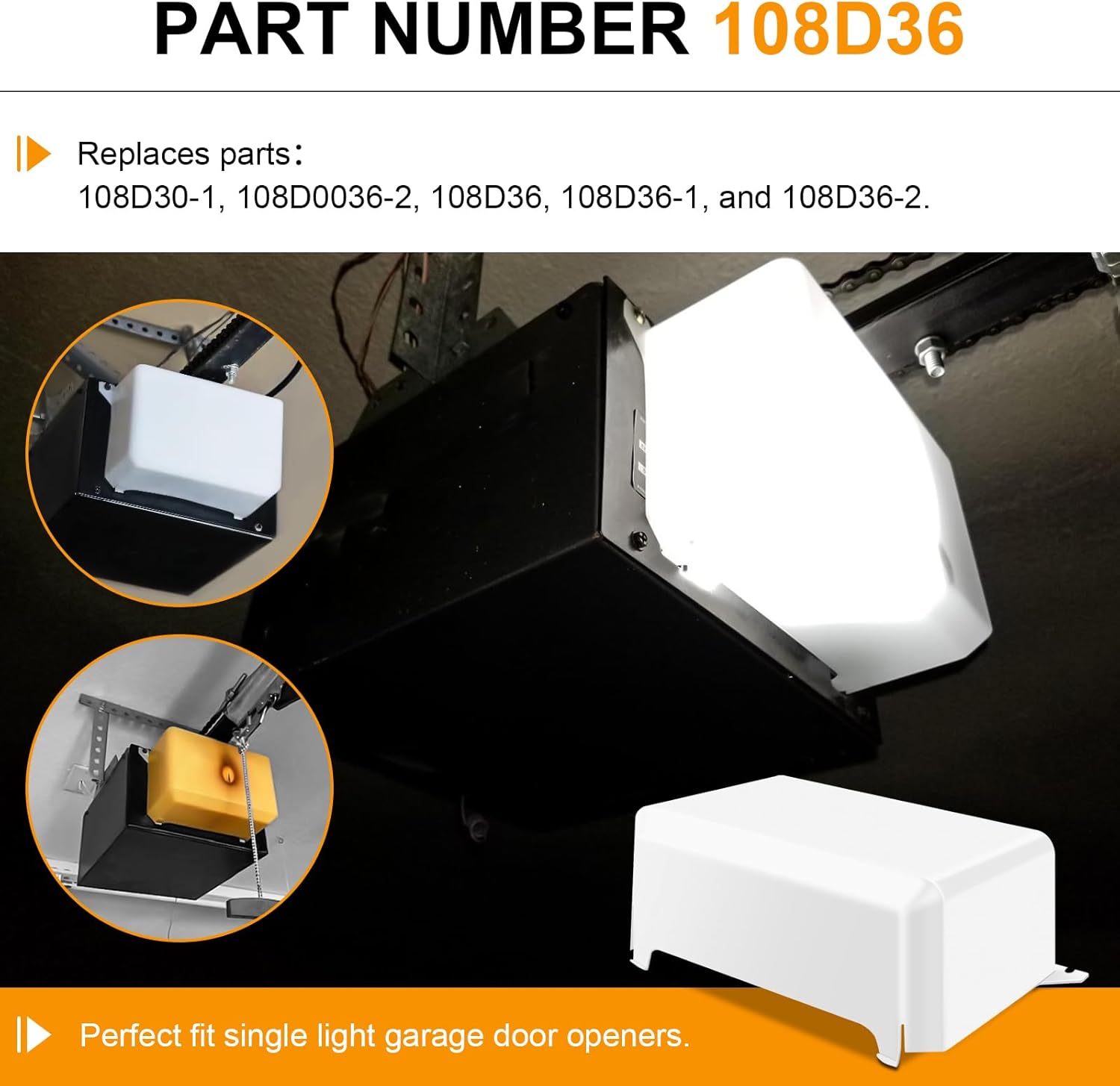 Garage Door Openers 108D36 Light Cover Replacement for LiftMaster and Chamberlain Single Light Garage Door Opener, Lens Cover Replacement Parts (1 Pack)