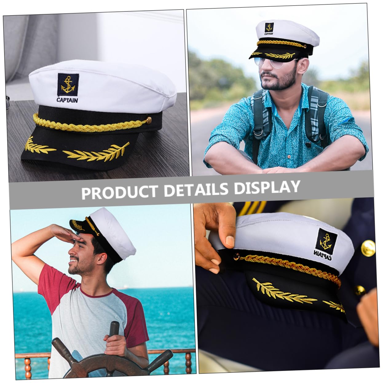 Cappello da Capitano Bianco 20 Pezzi, in Cotone e Plastico, per Cosplay e Giochi di Ruolo, Semplice e Affascinante, Non Sbiadisce Facilmente