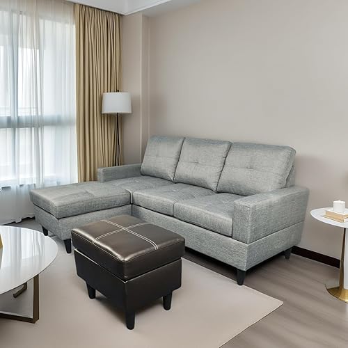 Vista 9 de FONTOI Sofá cama extraíble, sofá cama modular convertible con diván de almacenamiento, moderno sofá en forma de L para sala de estar, dormitorio