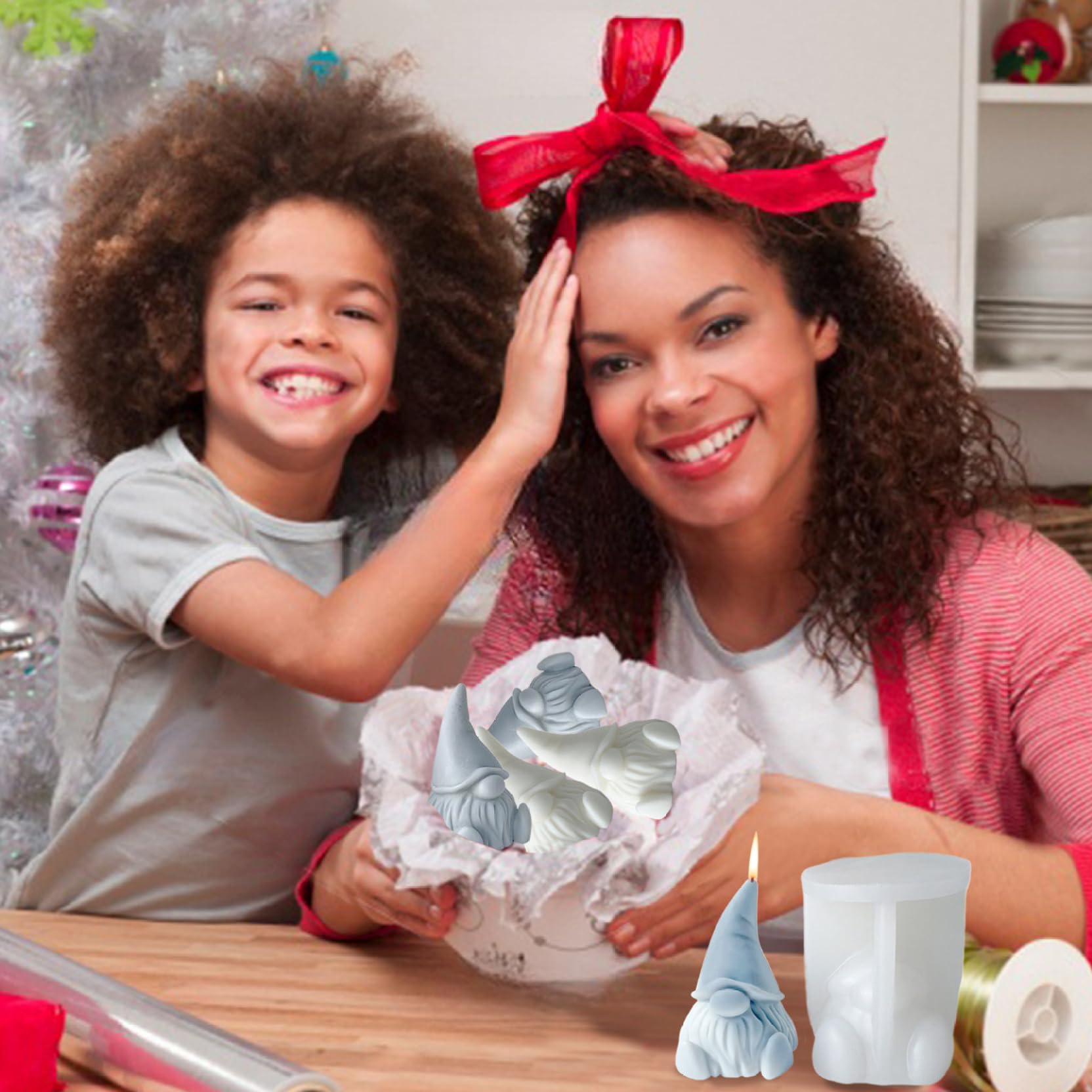 2-Piece Silicone Gnome Mold Set - 3D Dwarf Molds For Resin Soap Crafting