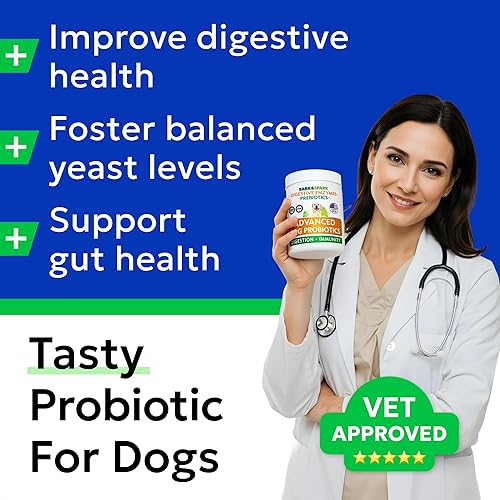 Miniatura 2 de Bark&Spark Vet Strength - Probióticos masticables para perros, 60 mil millones de UFC por frasco, enzimas digestivas para la salud intestinal