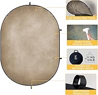 Vista 7 de Kate 5x6.5ft(1.5x2m) Collapsible Backdrops Tan Grey Green Double Sided Reversible Pop Up Background for Portrait Photography, Video Meetings