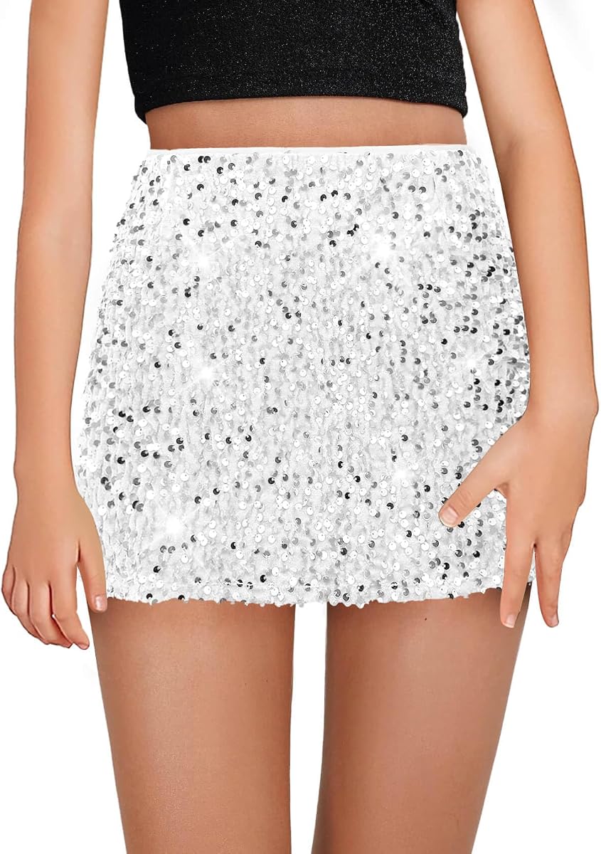 Girls Sequin Skirt Mini Skirts Sparkle Glitter Party Skirts