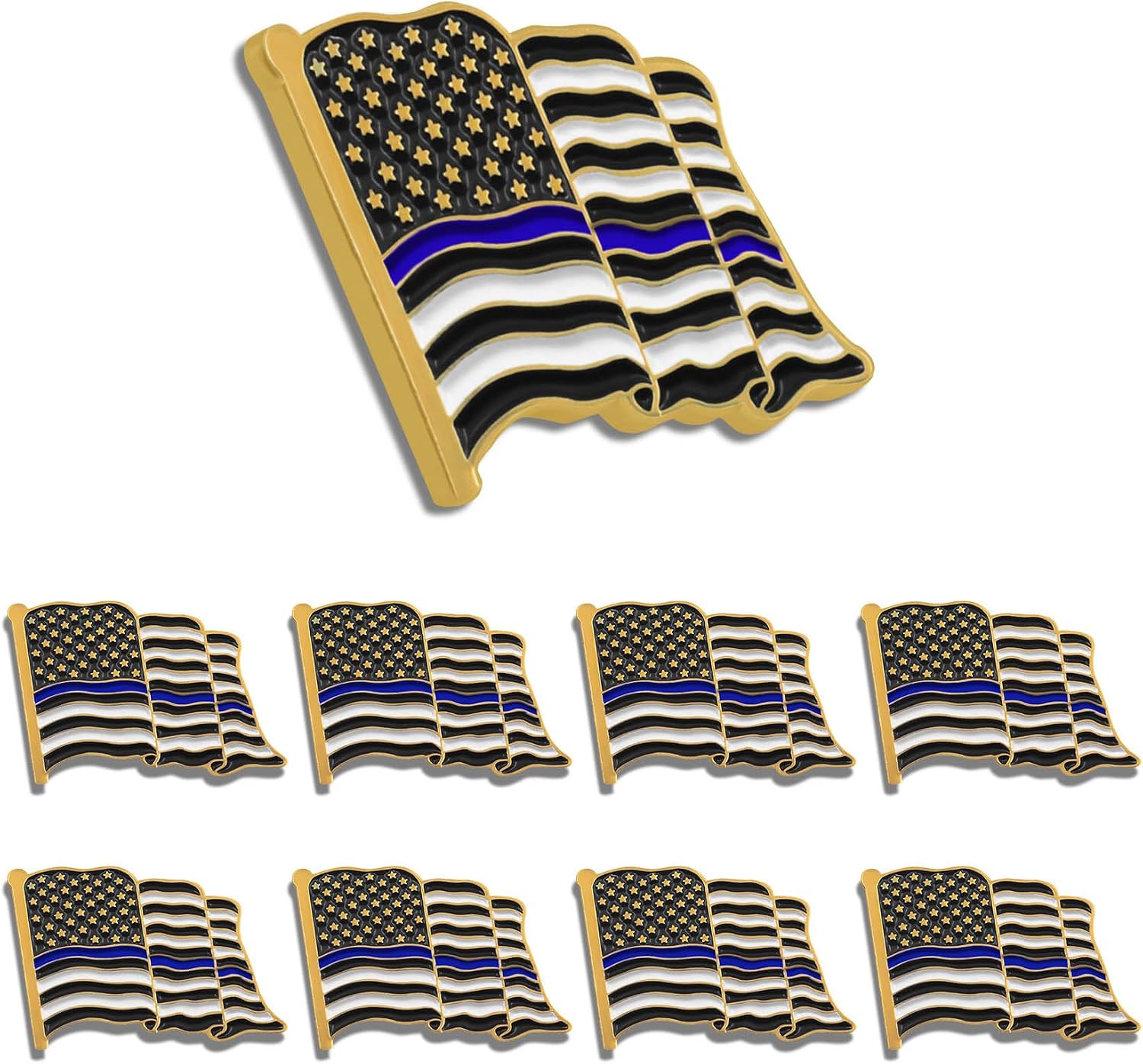 12/25/50/100Pack Thin Blue Line American Flag Lapel pins Bulk - Metal Souvenir Police Dept Badge Brooch Souvenir