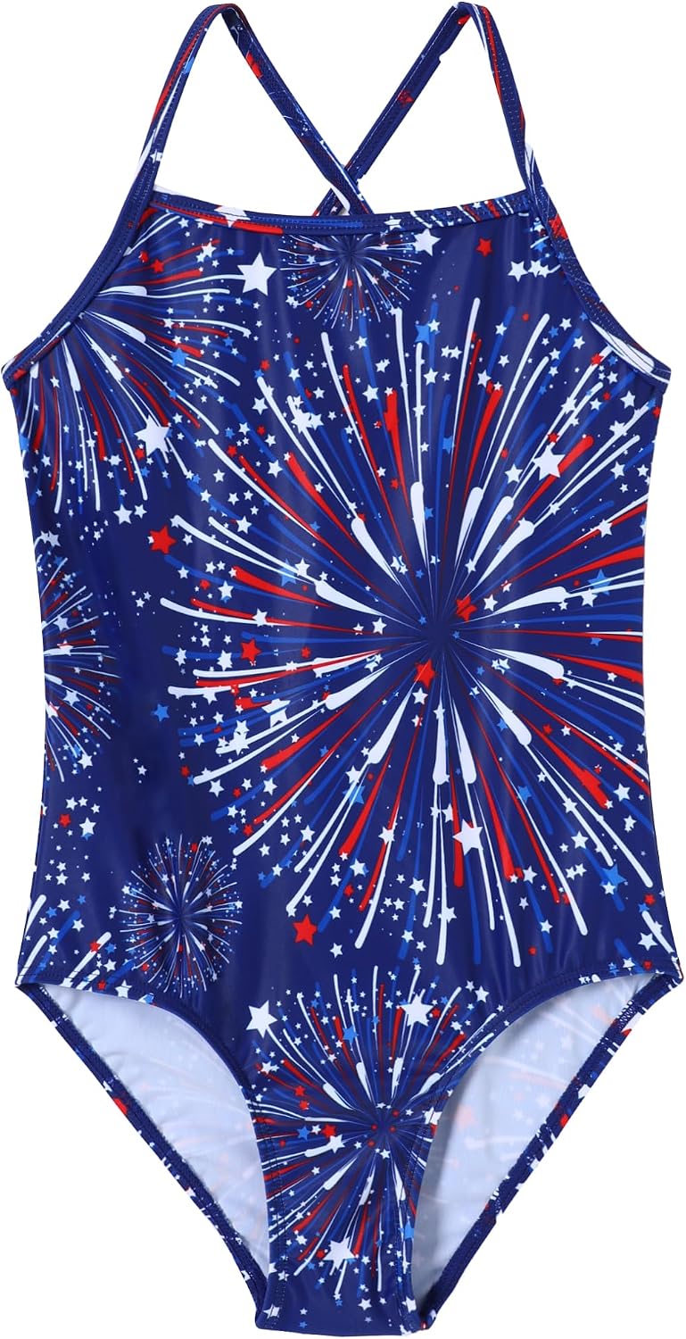 Girls Swimsuit One Piece Bathing Suit Quick Dry Beach Swimwear Cute Cross Shoulder Strap Swimming Suits 2-10 Years