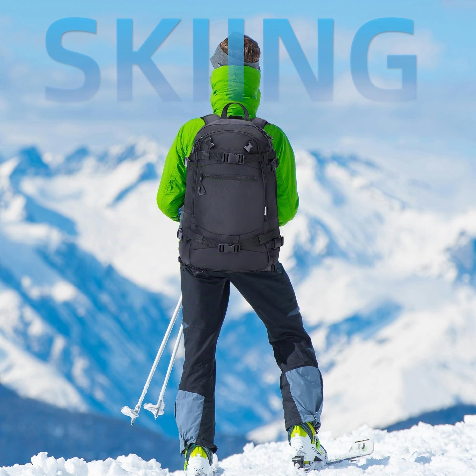 AUMTISC Zaino da sci, zaino snowboard da 25 L, zaino da bere per sci, snowboard, escursionismo, viaggi