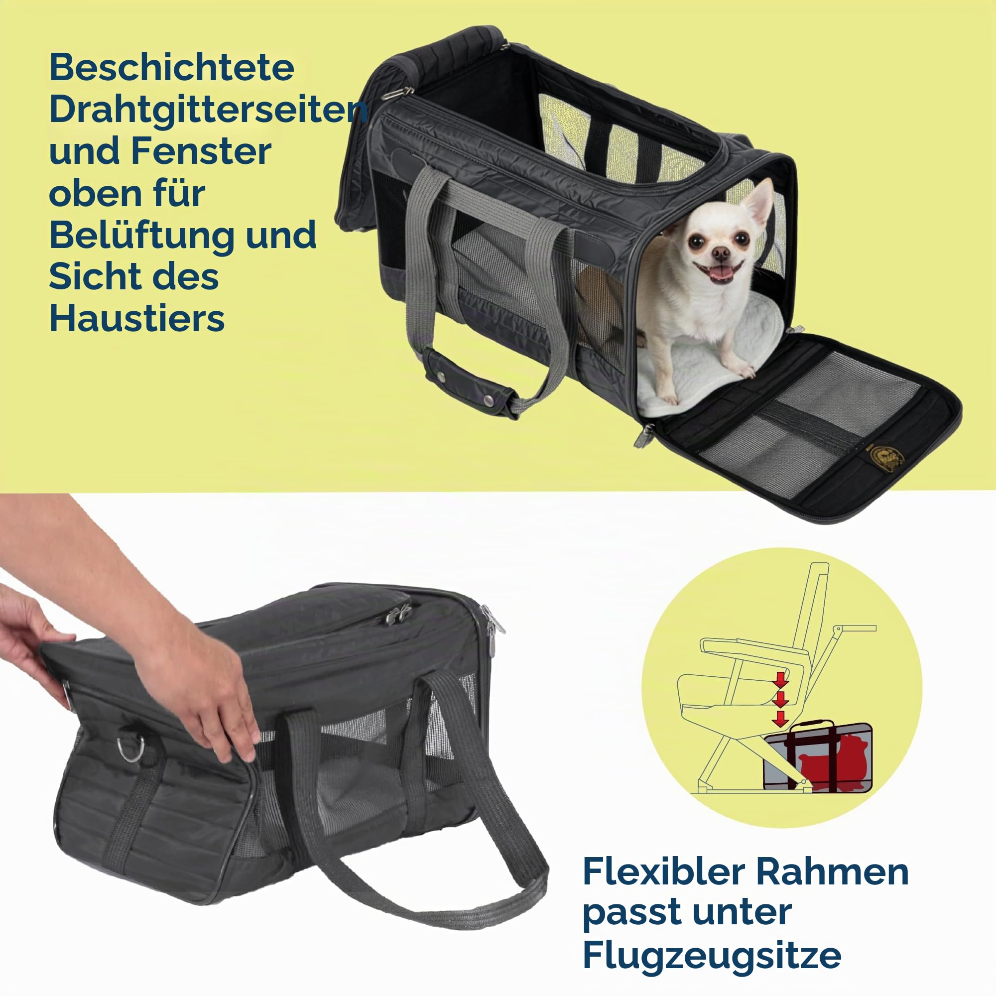 Sherpa Original Deluxe Transportbox für Haustiere, von Fluggesellschaften zugelassen und garantiert an Bord, Anthrazit, Größe M