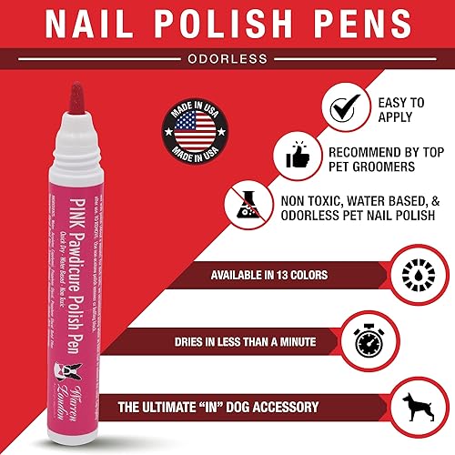 Miniatura 2 de Warren London Pawdicure - Bolígrafos de esmalte de uñas para perro, fabricados en Estados Unidos, secado rápido, bajo olor, accesorios no tóxicos