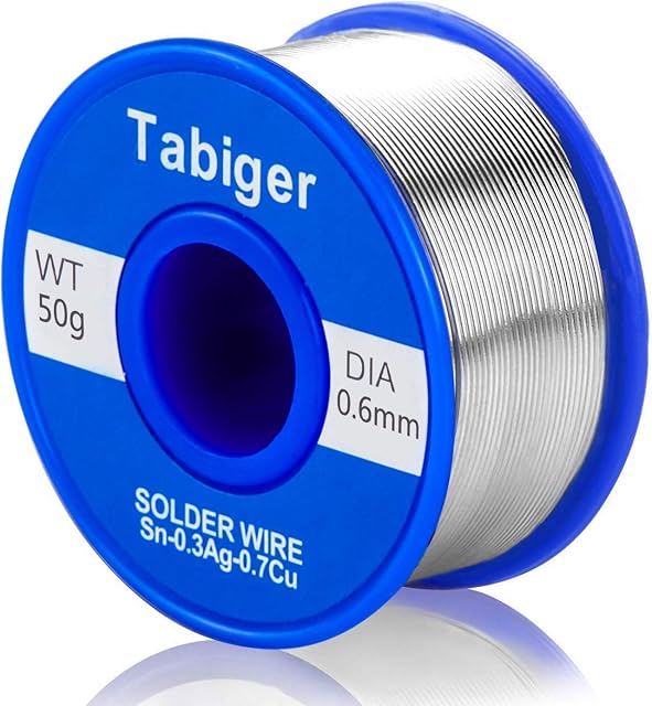 Tabiger 0.6mm Lead Free Solder Wire with Rosin Core for Electrical Soldering and DIY (Net 50g)