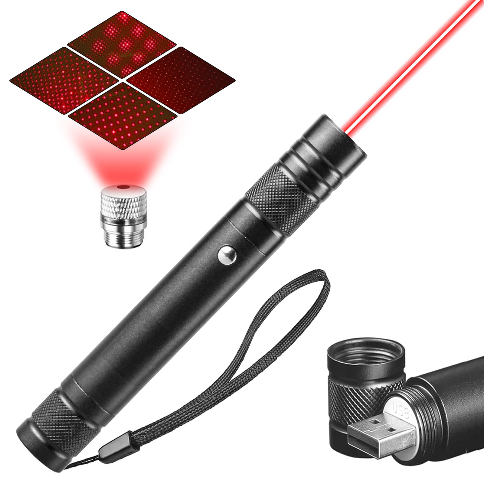 Buy Cutomo Red Laser Pointer Powerful, USB Rechargeable Aluminum Alloy Shell Up to 8000 Feet