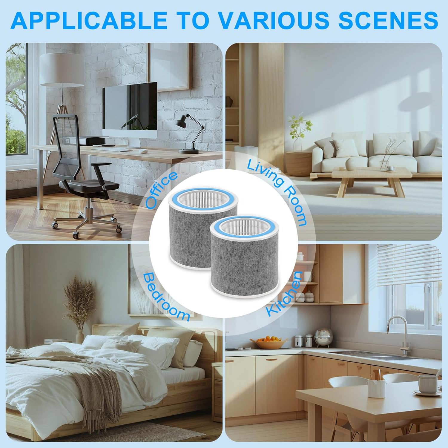 2 Pack HP102 Replacement Filter Compatible with Shark HP100, HP102, HP132, HP152, HC450, HC451, HC452, HC455 Air Puri-fier, Part HE1FKPET、#HE1FKBAS, True HEPA for 99.97% of Particles