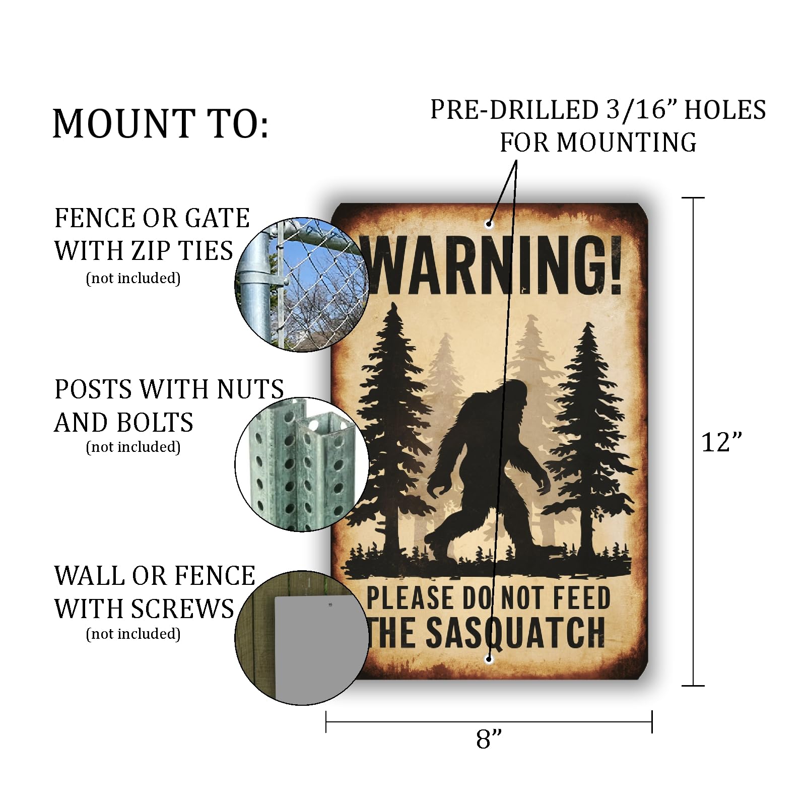 Warnschild 'Warning Please Do Not Feed The Sasquatch' - 30,5 X 20,3 Cm, Für Innen & Außen