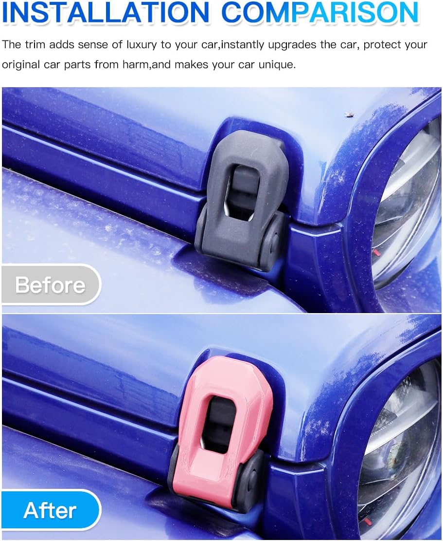 Barong for 2018-2026 Jeep Wrangler JL JLU & 2020-2026 Gladiator JT Exterior Accessories Hood Latch Lock Catch Brackets Cover Trim - Pink
