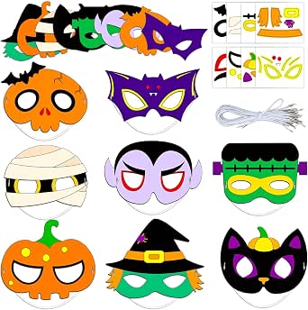Qyeahkj 32 Sets Halloween Masks Craft Kits for DIY Decorations and Party Favors