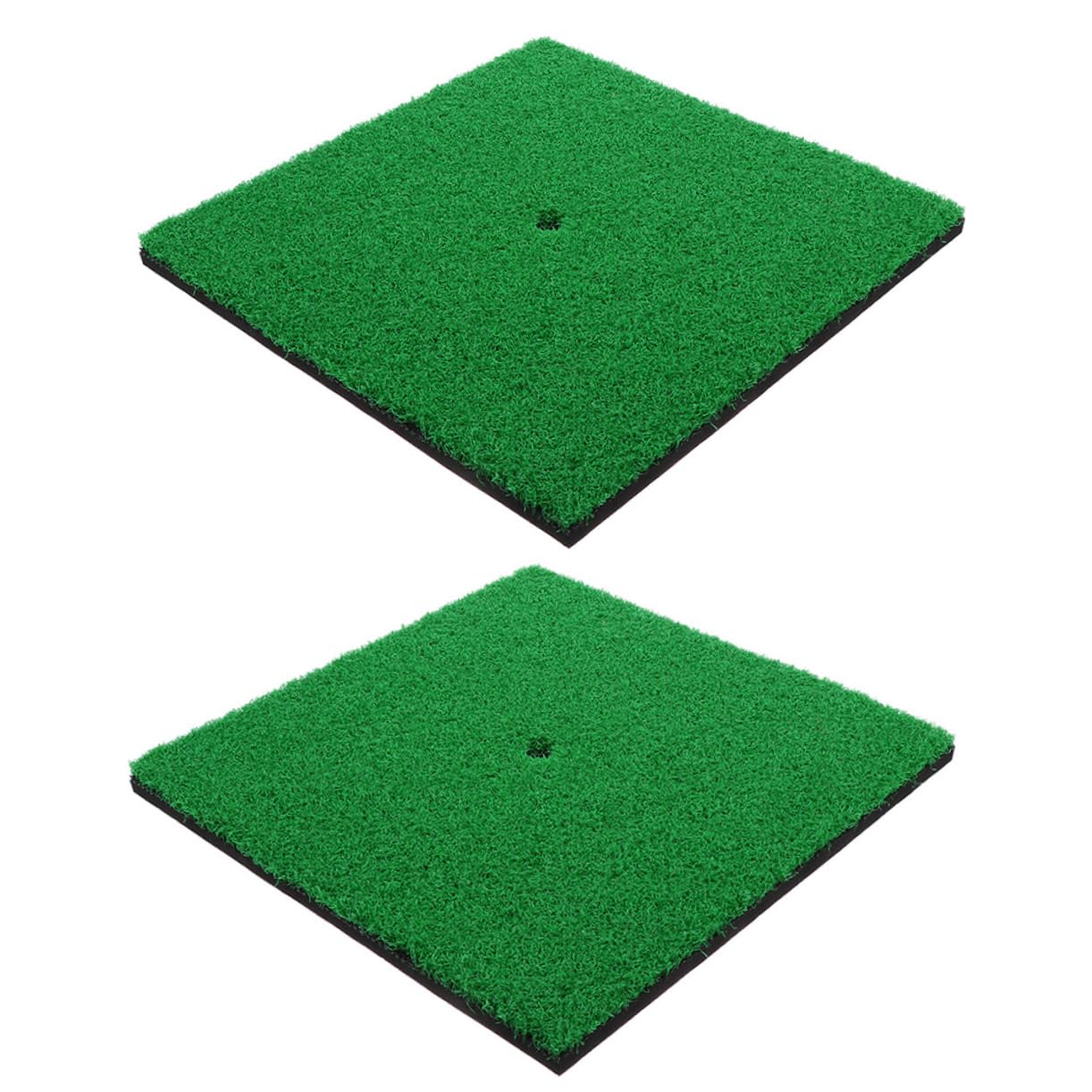 MUELODSIC 2pcs Golf Precision Swing Mat Indoor Golf Practice Pad Nylon Grass Training Mat Swing