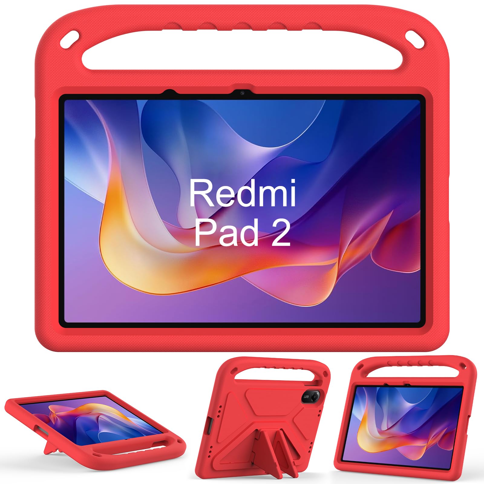 XunyLyee Hülle Kinder für Xiaomi Redmi Pad 2 2025 11 Zoll Schutzhülle, Rot