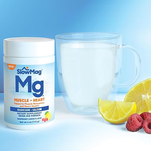 Miniatura 3 de SlowMag Polvo de Magnesio, Mezcla de Bebida de Suplemento de Magnesio + Calcio, Sabor Frambuesa Limón, Apoya la Relajación Muscular y la Salud del