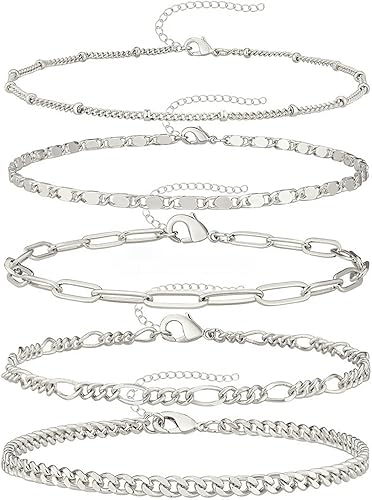 Miniatura 4 de Paquete de 6 pulseras de cadena gruesa vintage para mezclar y combinar