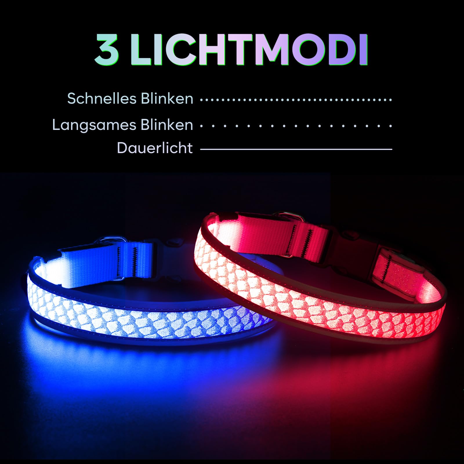 Collare LED Per Cani Ricaricabile - Impermeabile, 3 Modalità Luce, Regolabile Per Taglie Piccole/Medie/Grandi - Foto 7